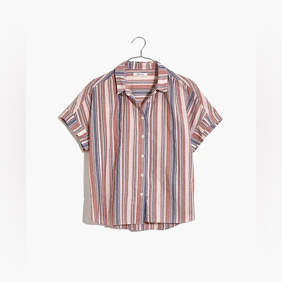 Madewell Linen-Blend Hilltop Shirt in Rainbow Stripe - Picture 1 of 6